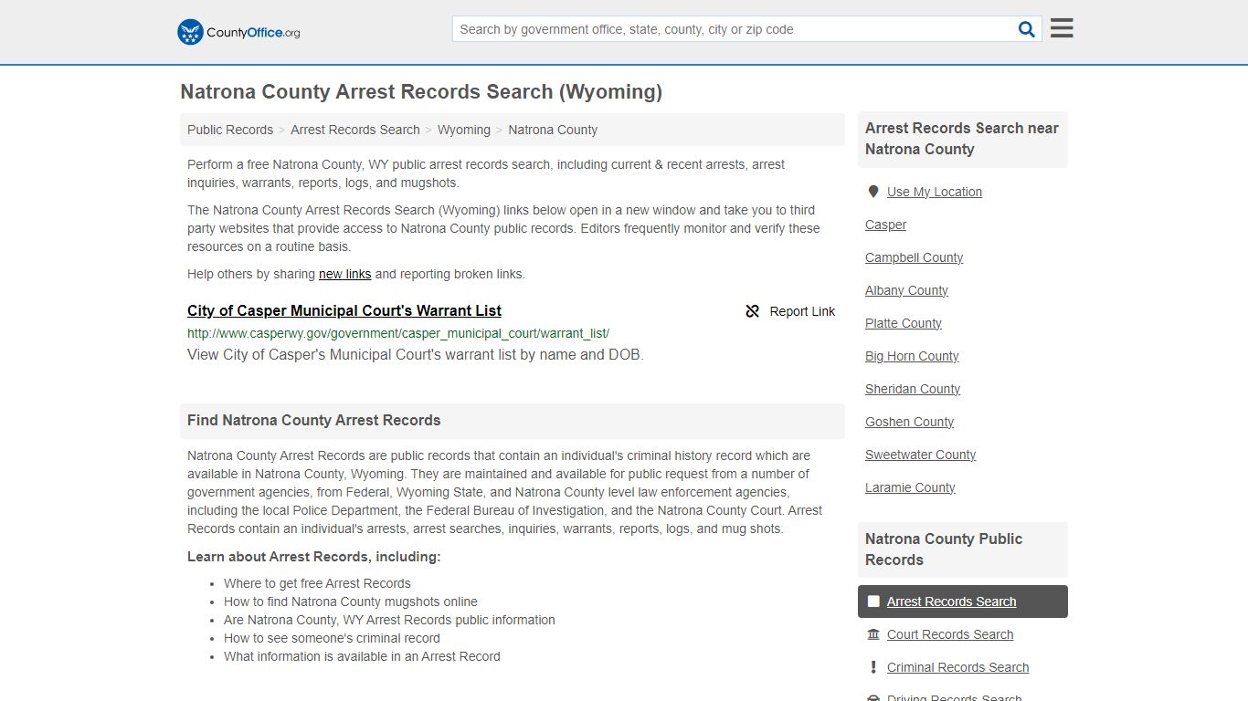 Arrest Records Search - Natrona County, WY (Arrests & Mugshots)